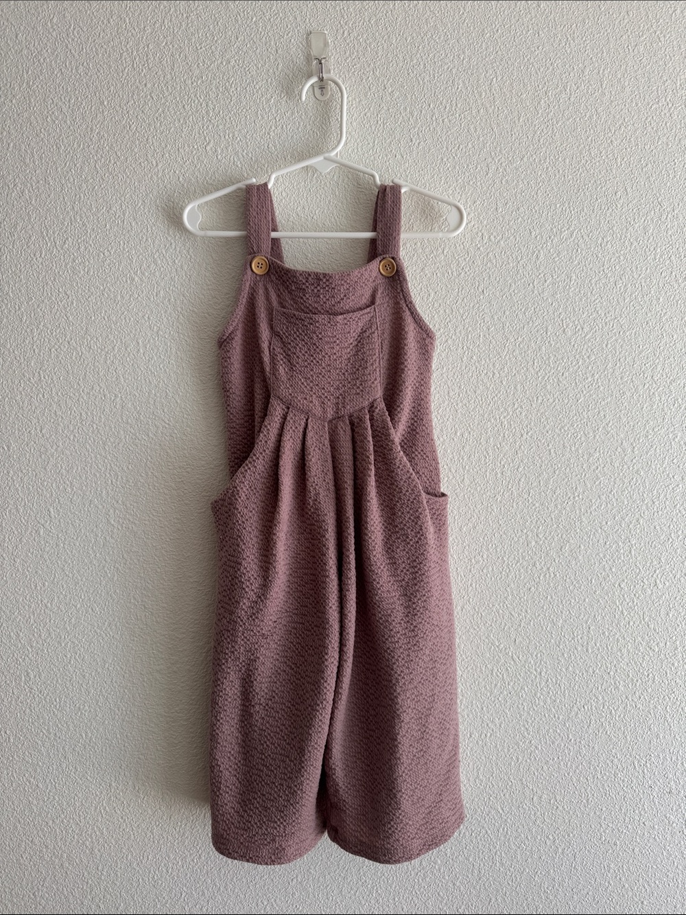 Dot Dot Smile Mauve Textured Knit Overalls